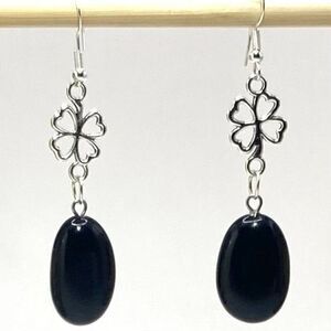 AUU Black Obsidian & 925 Silver Dangles